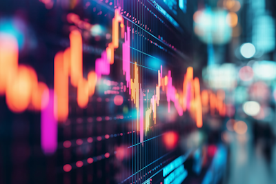 Gráficos de tendencias del mercado financiero y análisis económico